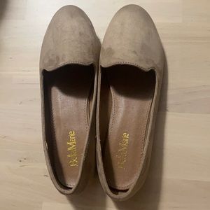 Beige suede like material flats